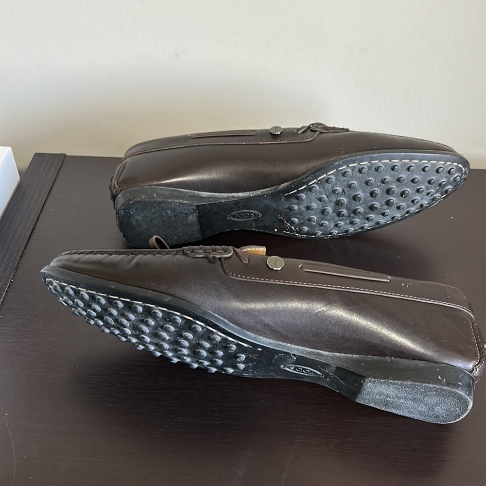 TODS CITY GOMMINO LEATHER DRIVING SHOES Mens Dark Brown Italian Sz 40 US 8 - Picture 12 of 14